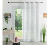 HomeMaison.com Voilage en Etamine - Voilage Brodé - Voilage Occultant - Voilage Blanc - Voilage 140X260
