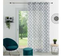 Voilage brodé style art déco Bleu Paon 140x240 cm