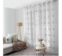 Voilage brodé sur étamine Gris 140x240 cm