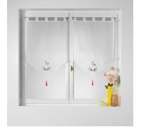 Voilage - CDAFFAIRES - Camargue - 2 x 60 x 120 cm - Brodé - Blanc