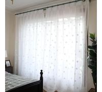 Voilage Chambre Adulte, Traitement de fenêtre à Motif de Flocon de Neige Semi-Transparent, Blanc, 137 x 183 cm
