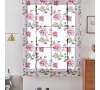 Voilage court imprimé pivoine avec passe-tringle pour chambre à coucher, balcon, porte et battant, utilisation à la maison et dans les espaces professionnels (rose)