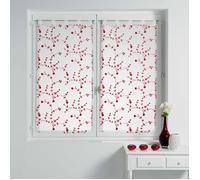 Voilage - DOUCEUR D'INTÉRIEUR - Paire droite passants - 2x60x90 cm - Petite fleur - Blanc/Rouge