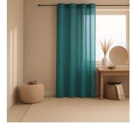Voilage - Effet lin fluide Bleu Paon 140x240 cm