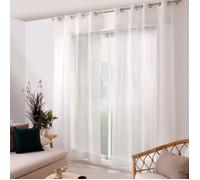 Voilage en étamine avec top à volant brodé Blanc 140x240 cm