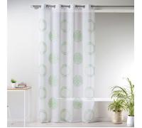 Voilage en étamine brodée ""cercle et rond"" Vert tilleul 140x240 cm