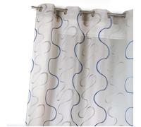 Voilage en étamine brodée et fantaisie Bleu 140x240 cm