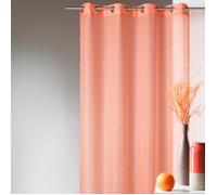 Homemaison - Voilage en Étamine Fantaisie Doupion - Polyester - Oeillets Argents avec Bande de Renfort - Léger et Discret - Salon, Chambre, Cuisine - 140 x 240 cm - Orange Corail