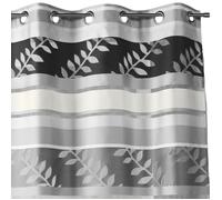 Home Maison - Rideau en Organza à Rayures et Motifs Feuilles - Polyester - 8 Œillets Ronds Argentés Ø 4 cm - Prêt-à-Poser - Transparent Tamisant - Salon Chambre Cuisine - 140 x 240 cm - Gris Clair