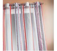 HomeMaison Voilage en Organza Jacquard à Rayures Verticales, 100% Polyester, Gris, 140 x 260 cm