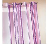 HomeMaison Voilage en Organza Jacquard à Rayures Verticales, 100% Polyester, Prune, 140 x 260 cm