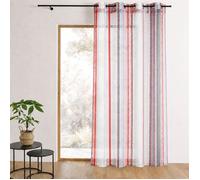 HomeMaison Voilage en Organza Jacquard à Rayures Verticales, 100% Polyester, Gris, 140 x 260 cm