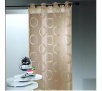 Voilage en organza jacquard ronds Beige 140x240 cm