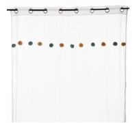 Voilage enfant pompons bleu 140x240cm - Atmosphera createur d'interieur