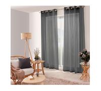 ED Enjoy Home Rideau Voilage Ajourés avec Œillets, 140x240cm, Gris, 100% Polyester, Tissu Certifié Oeko-TEX, Collection Jelly