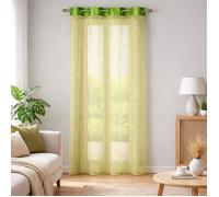 Voilage filet avec parement taffetas Vert clair 140x240 cm
