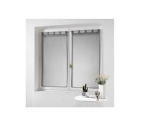 Voilage - GENERIQUE - Paire droite passants sable top pompons - 60 x 120 cm - Gris - Polyester