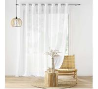 Voilage grande largeur 300 x 240 cm effet lin tisse haltona Blanc