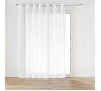 Voilage grande largeur à Oeillets Haltona Blanc - Effet Lin Tissé 240x240 cm