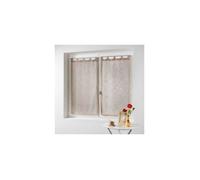 Voilage - Haltona - 60 x 90 cm - Effet lin tissé - Marron - Passants pour tringle