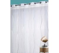 Voilage - HOME MAISON - 140 x 260 cm - Imprimé Ondes argentées - Œillets ronds - Style Contemporain