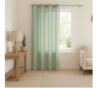 Voilage léger à l'aspect lin Vert clair 140x240 cm