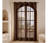 Voilage léger et fluide bas plombé. Marron chocolat 140x240 cm