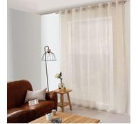 Voilage XXL avec Œillets, 300x240cm, Ecru, Effet Lin, Grande Largeur, Protège des Regards extérieurs, pour Salon Maison Chambre Fenêtre Semi-Transparent, Collection Maya, Enjoy Home