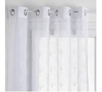 Atmosphera - Voilage à Oeillets Mia Blanc - 140 x 240 cm - Motifs Brodés - Rideau pour Fenêtre Salon, Chambre