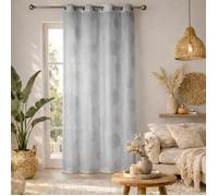 Voilage motif rond impression magnétique Gris clair 140x240 cm