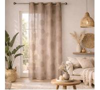 Voilage motif rond impression magnétique Taupe 140x240 cm