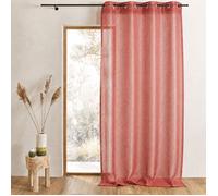 Home Maison - Voilage en Organza Fantaisie Effet Résille - 100% Polyester - Prêt-à-Poser avec 8 Œillets Ronds Argentés - Installation Facile pour Salon Fenêtre - 140 x 260 cm - Rouge Orangé