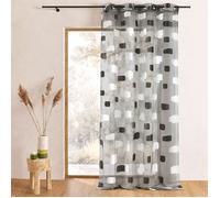 Voilage organza jacquard motif de briques Ivoire 140x240 cm