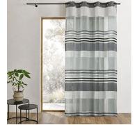 Voilage Organza rayures horizontales tissées Noir 140x240 cm