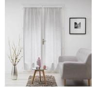 Voilage paire Milza 2 x 70 x 200 cm - Voile tissé effet lin gris, passe-tringle