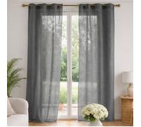Voilage poly-lin uni fluide Gris anthracite 140x240 cm