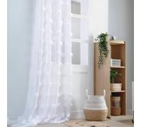 Voilage pompons brodés blanc 140x260