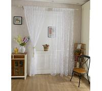 Voilage Rideau en Voile Paravent Motif de Papillon de Flocage pour Porte Fenêtre Balcon 200cm x 100cm (Blanc)
