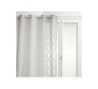Atmosphera - Voilage Sama impression jacquard 140 x 240 cm - Gris - Sama Gris