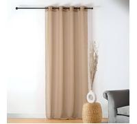 LINDER - Voilage Bouclette - Finition Œillets Couleur Canon de Fusil - Coloris Ficelle - 140x240cm - 100% Polyester - Collection Boucline