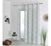 Voilage tamisant en étamine fleurie Vert 140x240 cm