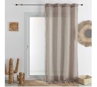 Voilage tamisant uni à fines rayures Beige foncé 140x260 cm