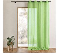 Voilage tissé à fines rayures filetées Vert clair 140x240 cm