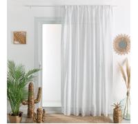 Voilage uni à galon fronceur et rayures fantaisie Blanc 300x240 cm