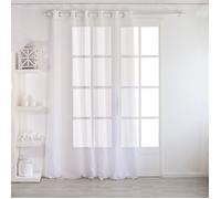 Enjoy Home - Voilage Blanc Grande Largeur- 240x240cm - 12 œillets argentés - diam 4cm - 100% Polyester Sablé - Collection Sablé