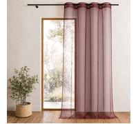 Home Maison - Voilage Uni en Maille Filet - Polyester - Transparent Tamisant - Prêt à Poser avec Oeillets - Salon, Chambre, Cuisine - 140 x 260 cm - Marsala