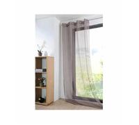 Voilage Uni léger - HOME MAISON - 135 x 260 cm - Taupe - Œillets ronds