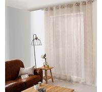 Voilage XXL avec Œillets, 300x240cm, Beige Naturel, Effet Lin, Grande Largeur, Protège des Regards extérieurs, pour Salon Maison Chambre Fenêtre Semi-Transparent, Collection Maya, Enjoy Home