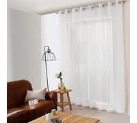 Voilage XXL avec Œillets, 300x240cm, Blanc, Effet Lin, Grande Largeur, Protège des Regards extérieurs, pour Salon Maison Chambre Fenêtre Semi-Transparent, Collection Maya, Enjoy Home