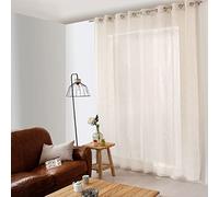 Voilage XXL avec Œillets, 300x240cm, Ecru, Effet Lin, 100% Polyester, Grande Largeur, Collection Maya, Enjoy Home